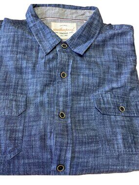 Weatherproof Vintage Blue Shirt, XXL, Distressed Look, Button Up, Summer Beach